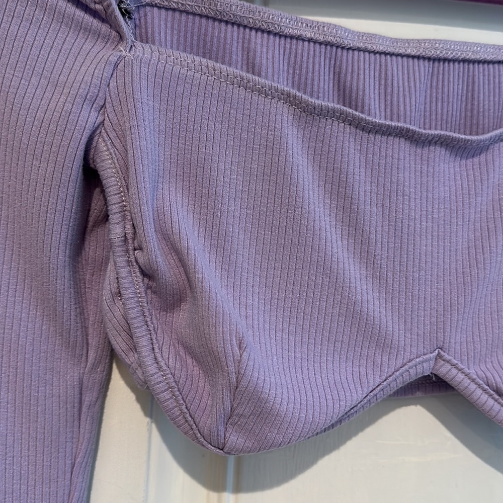Lavender Ribbed Cropped Top - Picture 8 of 10